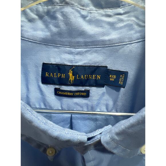 Ralph Lauren Chambray Oxford Mens Button Down Shirt Light Blue Size 4XB - Picture 6 of 10